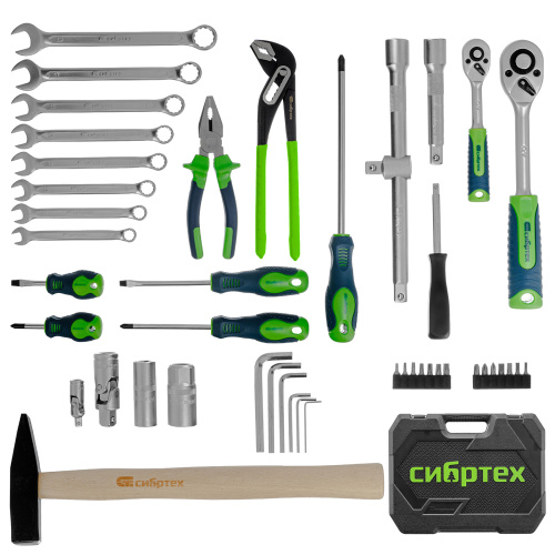 Набор инструментов, 1/2", 1/4", пластиковый кейс 76 предметов Сибртех по ценам производителя в Москве с доставкой по всей России