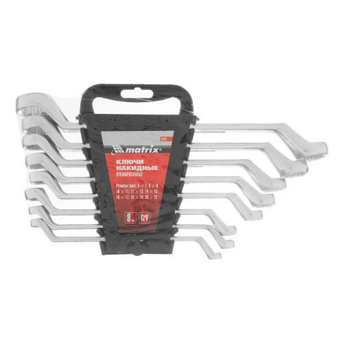 Набор ключей накидных, 6-22 мм, CR-V, 8 шт, полированный хром Matrix по ценам производителя в Москве с доставкой по всей России