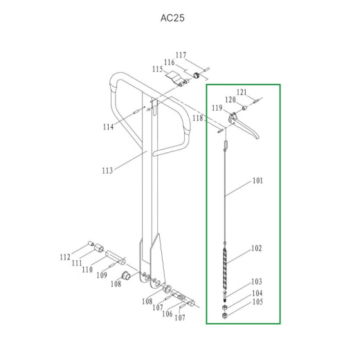 Тяга цепная в сборе для ручки гидравлических тележек АС25 по ценам производителя в Москве с доставкой по всей России