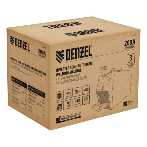 Аппарат инвертор. полуавтомат. cварки IMIG-205SDR, 200 А, ПВ 60%, катушка 5 кг Denzel по ценам производителя в Москве с доставкой по всей России