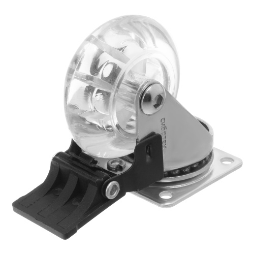 Колесо ПУ прозрачное поворотное с тормозом d-50 мм, крепление платформенное Сибртех по ценам производителя в Москве с доставкой по всей России