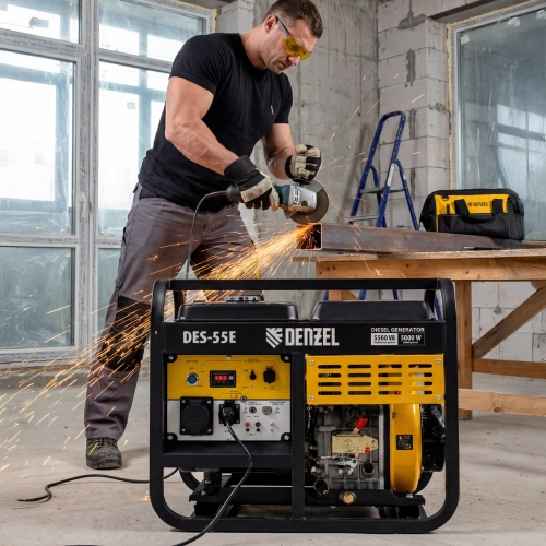 Генератор дизельный DES-55E, 5,5 кВт, 230 В, 11 л, электростартер Denzel по ценам производителя в Москве с доставкой по всей России