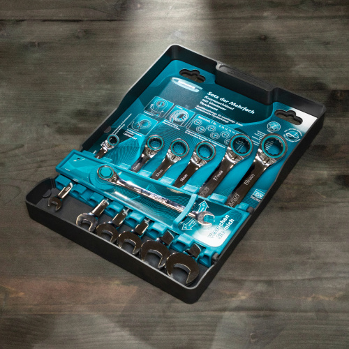 Набор ключей комбинированных с трещоткой, 8-19 мм, 7 шт, реверсивные, CrV Gross по ценам производителя в Москве с доставкой по всей России