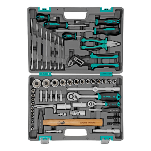 Набор инструментов, 1/2", 1/4", CrV, пластиковый кейс 76 предметов Stels по ценам производителя в Москве с доставкой по всей России