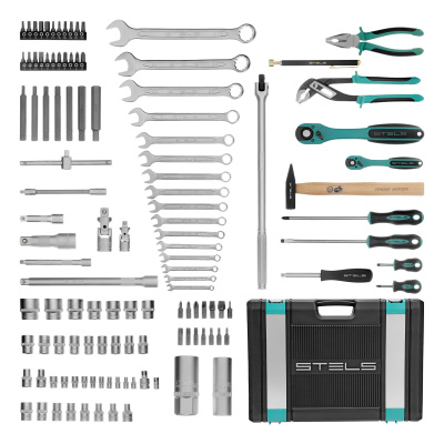 Набор инструментов, 1/4", 1/2", Cr-V, S2, усиленный кейс, 119 предметов Stels по ценам производителя в Москве с доставкой по всей России