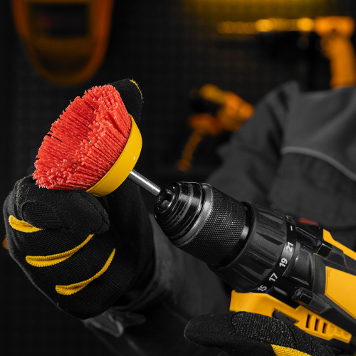 Щетка для дрели, 75 мм, Чашка, со шпилькой, нейлоновая щетина Denzel по ценам производителя в Москве с доставкой по всей России