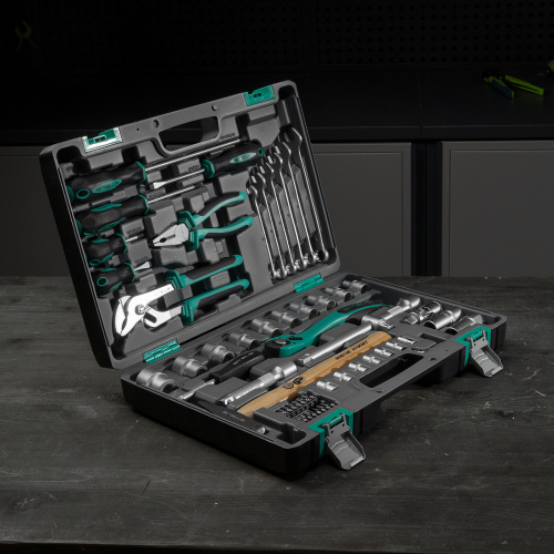 Набор инструментов, 1/2", Cr-V, S2, усиленный кейс, 58 предметов Stels по ценам производителя в Москве с доставкой по всей России