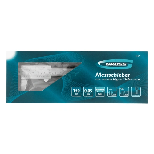 Штангенциркуль, 150 мм, 0.05 мм, нержавеющая сталь, с глубиномером Gross по ценам производителя в Москве с доставкой по всей России