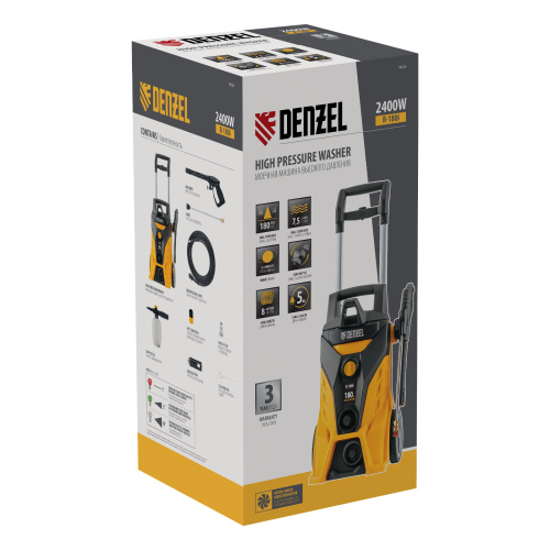 Моечная машина высокого давления R-180i, 2400 Вт, 180 бар, 7.5 л/мин, асинхронный двигатель Denzel по ценам производителя в Москве с доставкой по всей России