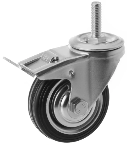 Колесо поворотное SCtB 97 85 мм резина с болтом и тормозом (F) по ценам производителя в Москве с доставкой по всей России