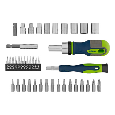 Отвертки реверсивные с набором бит и торцевыми головками, 41 шт, CrV Сибртех по ценам производителя в Москве с доставкой по всей России