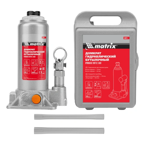 Домкрат гидравлический бутылочный, 3 т, h подъема 178-343 мм, в пластиковом кейсе Matrix по ценам производителя в Москве с доставкой по всей России