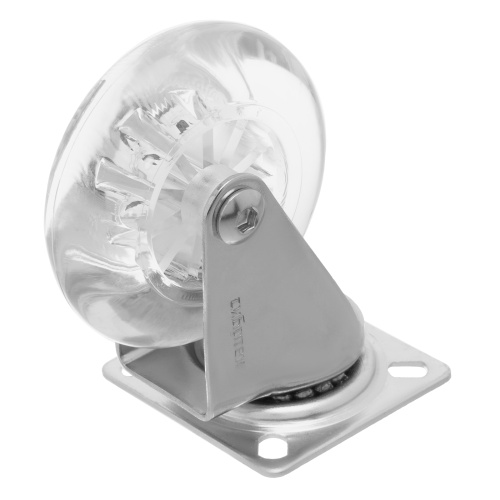 Колесо ПУ прозрачное поворотное d-75 мм, крепление платформенное Сибртех по ценам производителя в Москве с доставкой по всей России