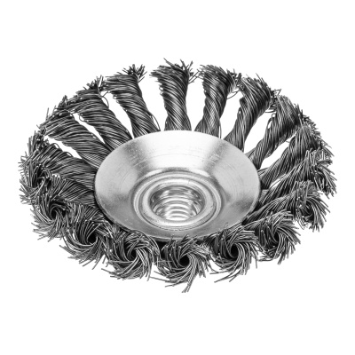 Щетка для УШМ, 100 мм, М14, "тарелка", крученая проволока 0.5 мм Matrix по ценам производителя в Москве с доставкой по всей России