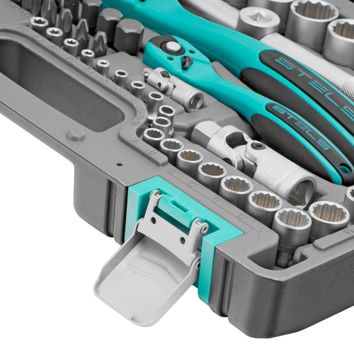 Набор инструментов 1/2", 1/4", CrV, 12 гранные головки, пластиковый кейс, 109 предмета Stels по ценам производителя в Москве с доставкой по всей России