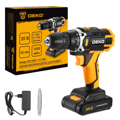 Аккумуляторная дрель-шуруповерт DEKO Banger 20V ONE +, 20В, 1x1.5Ач по ценам производителя в Москве с доставкой по всей России