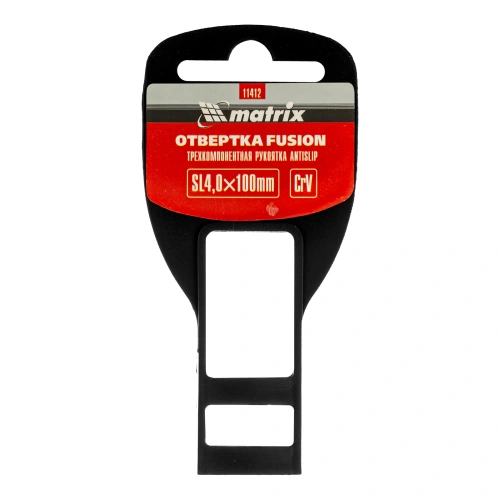 Отвертка Fusion, SL4 х 100 мм, CrV, трехкомпонентная рукоятка "Anti slip" Matrix по ценам производителя в Москве с доставкой по всей России