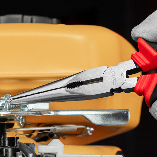 Длинногубцы прямые, 200 мм, хром-ванадий, двухкомпонентные рукоятки Matrix по ценам производителя в Москве с доставкой по всей России