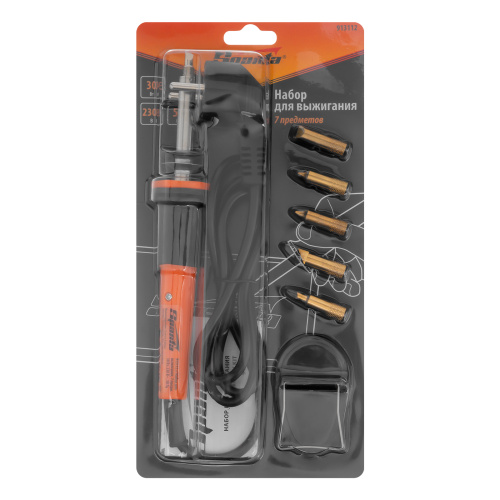 Набор для выжигания, 7 предметов: паяльник 30 Вт, подставка, жала сменные Sparta по ценам производителя в Москве с доставкой по всей России