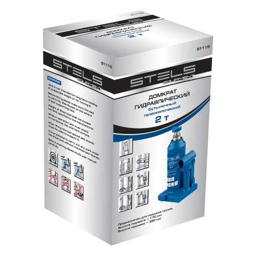 Домкрат гидравлический бутылочный телескопический, 2 т, H подъема 170-380 мм Stels по ценам производителя в Москве с доставкой по всей России