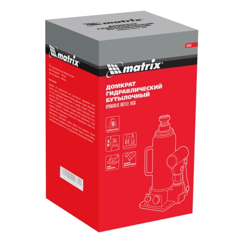 Домкрат гидравлический бутылочный, 10 т, h подъема 230-460 мм Matrix по ценам производителя в Москве с доставкой по всей России