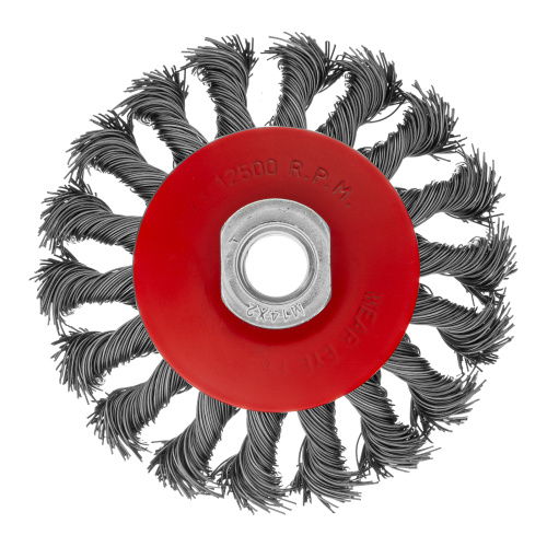Щетка для УШМ, 100 мм, М14, "тарелка", крученая проволока 0.5 мм Matrix по ценам производителя в Москве с доставкой по всей России