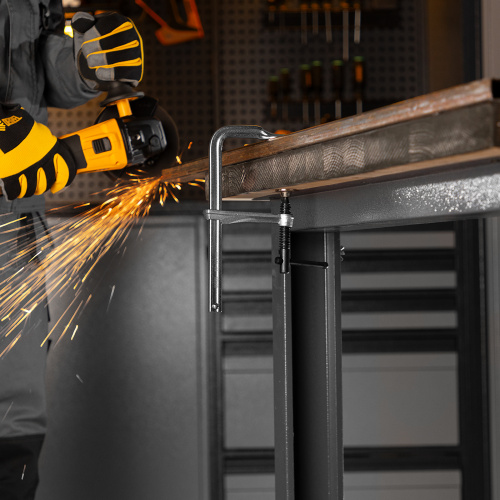 Струбцина F-образная, 80x150мм, кованая Denzel по ценам производителя в Москве с доставкой по всей России