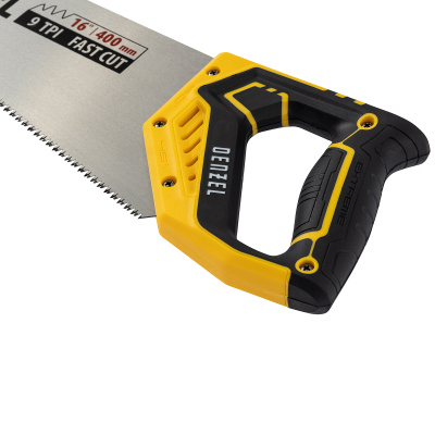 Ножовка по дереву, 400 мм, 9 TPI, зуб 3D, двухкомпонентная рукоятка Denzel по ценам производителя в Москве с доставкой по всей России