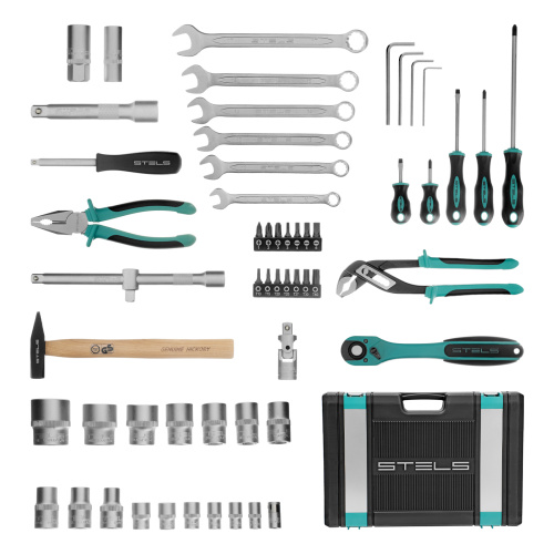 Набор инструментов, 1/2", Cr-V, S2, усиленный кейс, 58 предметов Stels по ценам производителя в Москве с доставкой по всей России