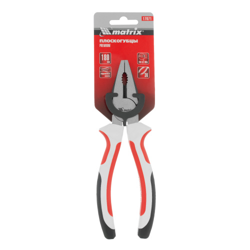 Плоскогубцы Premium, 180 мм, трехкомпонентные рукоятки Matrix по ценам производителя в Москве с доставкой по всей России