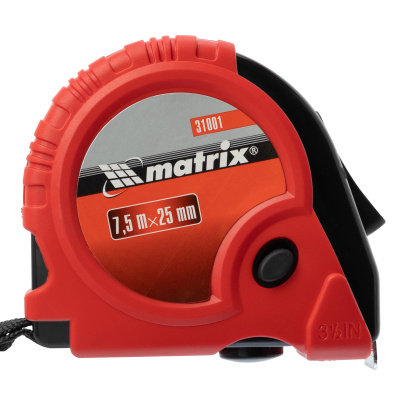 Рулетка Rubber,7,5 м х 25 мм,обрезиненный корпус Matrix по ценам производителя в Москве с доставкой по всей России