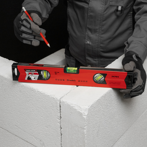 Уровень алюминиевый магнитный, 400 мм, фрезерованный, 3 глазка (1 зеркальный) усиленный Matrix по ценам производителя в Москве с доставкой по всей России