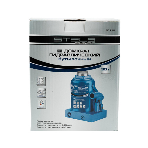 Домкрат гидравлический бутылочный, 30 т, H подъема 240-370 мм Stels по ценам производителя в Москве с доставкой по всей России