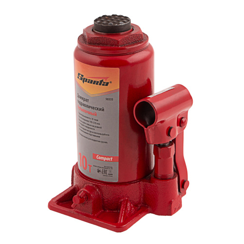 Домкрат гидравлический бутылочный 10 т, h подъема 190-370 мм Sparta Compact по ценам производителя в Москве с доставкой по всей России