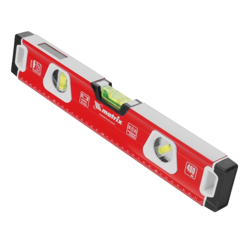 Уровень алюминиевый, магнит, фрезерованный, 3 глазка (1 зеркальный) 400 мм Matrix по ценам производителя в Москве с доставкой по всей России