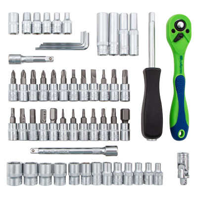 Набор инструментов 56 предметов, CrV, 1/4" Сибртех по ценам производителя в Москве с доставкой по всей России