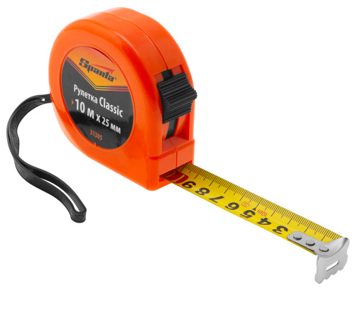 Рулетка Classic,10 м х 25 мм,пластиковый корпус Sparta по ценам производителя в Москве с доставкой по всей России