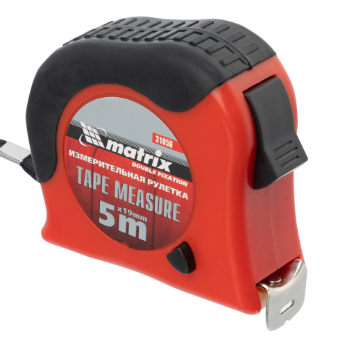 Рулетка Double fixation,5 м х 19 мм,обрезиненный корпус,двойная плавная фиксация Matrix по ценам производителя в Москве с доставкой по всей России