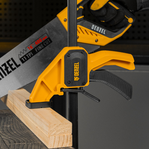 Струбцина F-образная, быстрозажимная, 450 х 80 мм, усиленный нейлоновый корпус Denzel по ценам производителя в Москве с доставкой по всей России