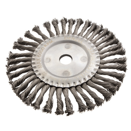 Щетка для УШМ, 200 мм, "Плоская", крученая нержавеющая проволока 0.5 мм, посадка 22.2 мм Denzel по ценам производителя в Москве с доставкой по всей России