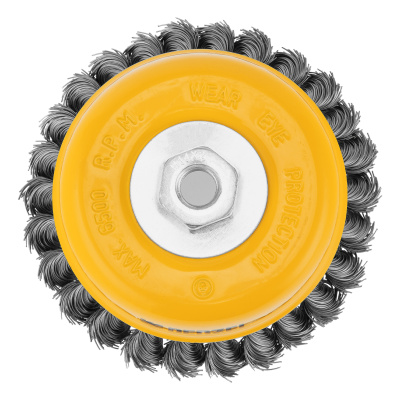 Щетка для УШМ, 125 мм, "Чашка", крученая нержавеющая проволока 0.5 мм, М14 Denzel по ценам производителя в Москве с доставкой по всей России