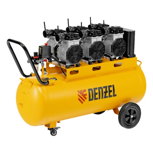 Компрессор безмасляный, малошумный DLS 3300/100, 3300 Вт,3x1100, 100 л, 570 л/мин ,блок управления Denzel по ценам производителя в Москве с доставкой по всей России