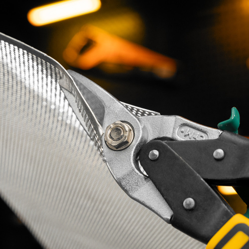 Ножницы по металлу, 270 мм, прямой и правый рез, сталь-СrMo, трехкомпонентные рукоятки Denzel по ценам производителя в Москве с доставкой по всей России