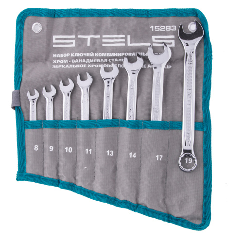 Набор ключей комбинированных 8 шт, 8-19 мм,  антислип Stels по ценам производителя в Москве с доставкой по всей России