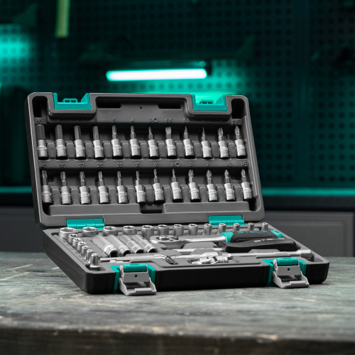 Набор инструментов, 1/4", CrV, пластиковый кейс 57 предметов Stels по ценам производителя в Москве с доставкой по всей России