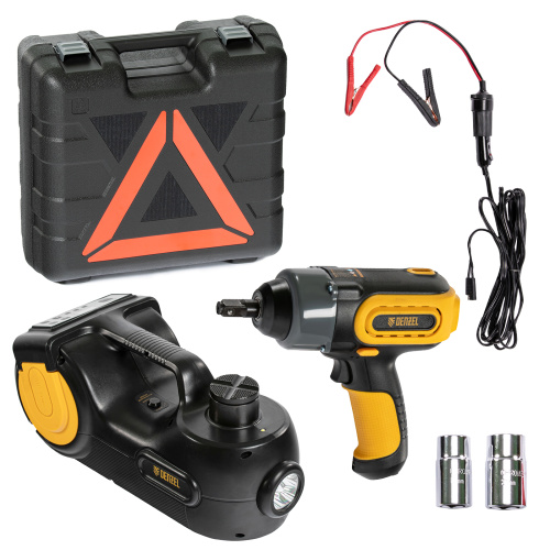 Домкрат электрогидравлический «3 в 1» (1,5 т), 12В, с гайковертом электрическим, в наборе  Denzel по ценам производителя в Москве с доставкой по всей России