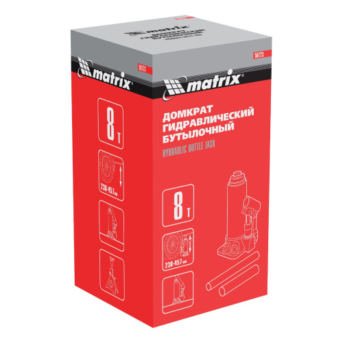 Домкрат гидравлический бутылочный, 8 т, высота подъема 230-457 мм Matrix купить в Москве с доставкой по всей России | ProtosMarket.ru