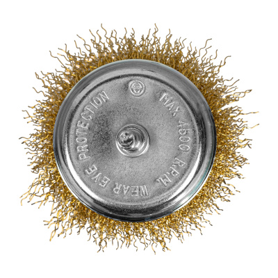 Щетка для дрели, 75 мм, "чашка" со шпилькой, латунированная витая проволока Matrix по ценам производителя в Москве с доставкой по всей России