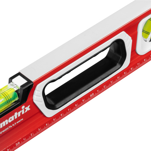 Уровень алюминиевый, магнит, фрезерованный, 3 глазка (1 зеркальный) двухкомпонентные рукоятки, 600 мм Matrix по ценам производителя в Москве с доставкой по всей России