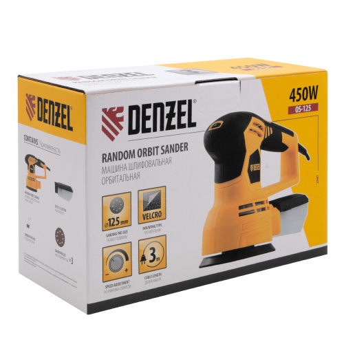 Машина шлифовальная эксцентриковая OS-125, 450 Вт, 6000-12000 об/мин Denzel по ценам производителя в Москве с доставкой по всей России
